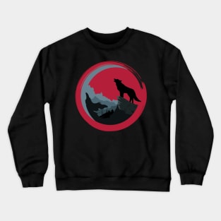 Blood wolf against moon Crewneck Sweatshirt